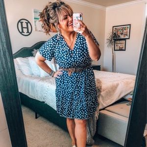 NWT Navy button down sheath ruffle dress